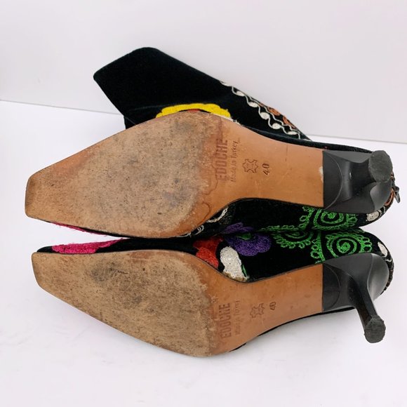 Embroidered Floral Heeled Boots - Picture 4 of 14